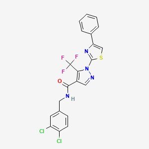 molecular formula C21H13Cl2F3N4OS B2725142 N-(3,4-二氯苯甲基)-1-(4-苯基-1,3-噻唑-2-基)-5-(三氟甲基)-1H-吡唑-4-甲酰胺 CAS No. 321998-62-3