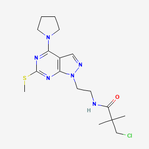 molecular formula C17H25ClN6OS B2725145 3-chloro-2,2-dimethyl-N-(2-(6-(methylthio)-4-(pyrrolidin-1-yl)-1H-pyrazolo[3,4-d]pyrimidin-1-yl)ethyl)propanamide CAS No. 946313-64-0