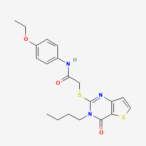 molecular formula C20H23N3O3S2 B2725147 2-(3-丁基-4-氧代噻吩[3,2-d]嘧啶-2-基)硫代-N-(4-乙氧基苯基)乙酰胺 CAS No. 440328-59-6