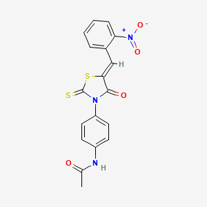 molecular formula C18H13N3O4S2 B2725152 (Z)-N-(4-(5-(2-nitrobenzylidene)-4-oxo-2-thioxothiazolidin-3-yl)phenyl)acetamide CAS No. 868147-96-0