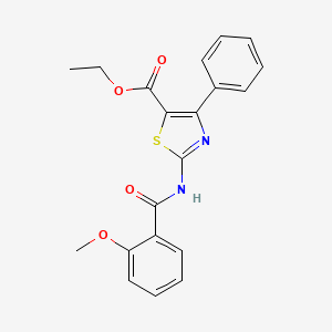 molecular formula C20H18N2O4S B2725154 Ethyl 2-(2-methoxybenzamido)-4-phenylthiazole-5-carboxylate CAS No. 326017-61-2