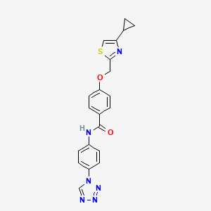 molecular formula C21H18N6O2S B2725168 N-(4-(1H-tetrazol-1-yl)phenyl)-4-((4-cyclopropylthiazol-2-yl)methoxy)benzamide CAS No. 1251565-71-5