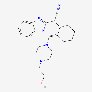 molecular formula C22H25N5O B2725172 11-[4-(2-Hydroxyethyl)-1-piperazinyl]-7,8,9,10-tetrahydrobenzimidazo[1,2-B]isoquinoline-6-carbonitrile CAS No. 459191-84-5