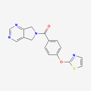 molecular formula C16H12N4O2S B2725174 (5H-pyrrolo[3,4-d]pyrimidin-6(7H)-yl)(4-(thiazol-2-yloxy)phenyl)methanone CAS No. 2034226-00-9
