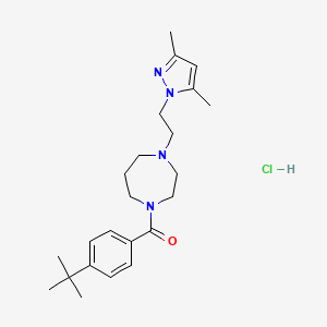 molecular formula C23H35ClN4O B2725187 (4-(tert-butyl)phenyl)(4-(2-(3,5-dimethyl-1H-pyrazol-1-yl)ethyl)-1,4-diazepan-1-yl)methanone hydrochloride CAS No. 1396862-42-2