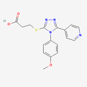 molecular formula C17H16N4O3S B2725190 3-{[4-(4-methoxyphenyl)-5-(pyridin-4-yl)-4H-1,2,4-triazol-3-yl]sulfanyl}propanoic acid CAS No. 838268-47-6