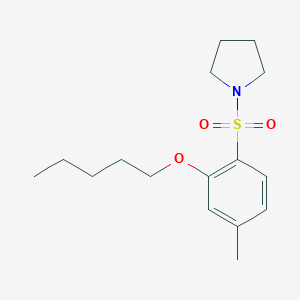 molecular formula C16H25NO3S B272522 5-Methyl-2-(1-pyrrolidinylsulfonyl)phenyl pentyl ether 