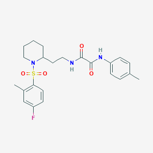 molecular formula C23H28FN3O4S B2725222 N1-(2-(1-((4-fluoro-2-methylphenyl)sulfonyl)piperidin-2-yl)ethyl)-N2-(p-tolyl)oxalamide CAS No. 898426-83-0