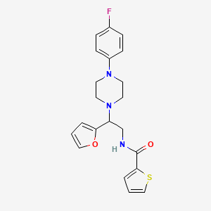 molecular formula C21H22FN3O2S B2725231 N-[2-[4-(4-氟苯基)哌嗪]-2-(2-呋喃基)乙基]噻吩-2-甲酰胺 CAS No. 877632-44-5