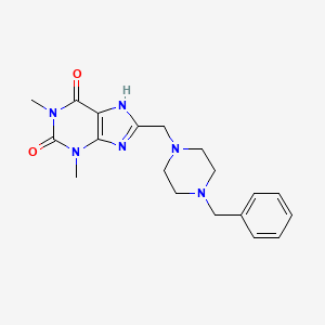 molecular formula C19H24N6O2 B2725232 8-(4-Benzyl-piperazin-1-ylmethyl)-1,3-dimethyl-3,7-dihydro-purine-2,6-dione CAS No. 797028-14-9