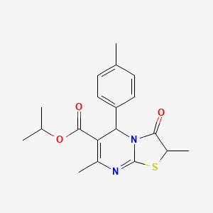 molecular formula C19H22N2O3S B2725238 isopropyl 2,7-dimethyl-3-oxo-5-(p-tolyl)-3,5-dihydro-2H-thiazolo[3,2-a]pyrimidine-6-carboxylate CAS No. 620551-53-3