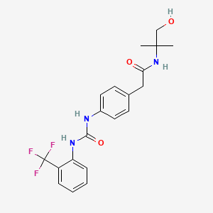 molecular formula C20H22F3N3O3 B2725239 N-(1-hydroxy-2-methylpropan-2-yl)-2-(4-(3-(2-(trifluoromethyl)phenyl)ureido)phenyl)acetamide CAS No. 1234922-63-4