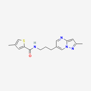 molecular formula C16H18N4OS B2725255 4-甲基-N-(3-(2-甲基吡唑并[1,5-a]嘧啶-6-基)丙基)噻吩-2-甲酰胺 CAS No. 1797183-24-4