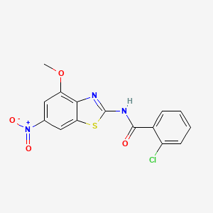 molecular formula C15H10ClN3O4S B2725262 2-氯-N-(4-甲氧基-6-硝基-1,3-苯并噻唑-2-基)苯甲酰胺 CAS No. 313404-28-3