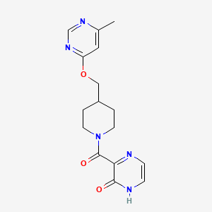 molecular formula C16H19N5O3 B2725268 3-(4-(((6-methylpyrimidin-4-yl)oxy)methyl)piperidine-1-carbonyl)pyrazin-2(1H)-one CAS No. 2320223-26-3