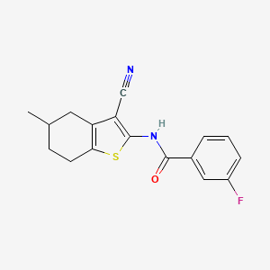molecular formula C17H15FN2OS B2725280 N-(3-cyano-5-methyl-4,5,6,7-tetrahydrobenzo[b]thiophen-2-yl)-3-fluorobenzamide CAS No. 476283-36-0