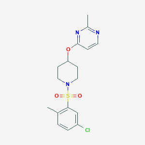 molecular formula C17H20ClN3O3S B2725283 4-((1-((5-Chloro-2-methylphenyl)sulfonyl)piperidin-4-yl)oxy)-2-methylpyrimidine CAS No. 2097897-01-1
