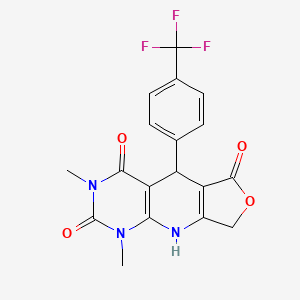 molecular formula C18H14F3N3O4 B2725295 11,13-二甲基-8-[4-(三氟甲基)苯基]-5-氧杂-2,11,13-三氮杂三环[7.4.0.0^{3,7}]十三烯-6,10,12-三酮 CAS No. 863668-66-0
