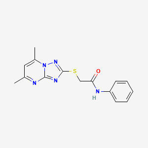 molecular formula C15H15N5OS B2725302 2-[(5,7-dimethyl[1,2,4]triazolo[1,5-a]pyrimidin-2-yl)thio]-N-phenylacetamide CAS No. 831234-10-7