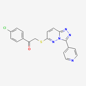 molecular formula C18H12ClN5OS B2725304 1-(4-Chlorophenyl)-2-[(3-pyridin-4-yl-[1,2,4]triazolo[4,3-b]pyridazin-6-yl)sulfanyl]ethanone CAS No. 868970-43-8