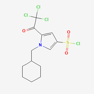 molecular formula C13H15Cl4NO3S B2725306 1-(cyclohexylmethyl)-5-(trichloroacetyl)-1H-pyrrole-3-sulfonyl chloride CAS No. 950032-21-0