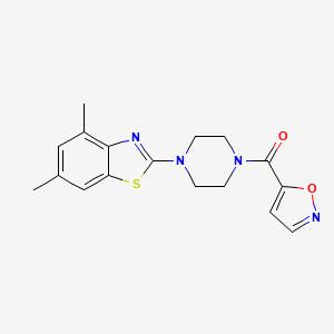 molecular formula C17H18N4O2S B2725307 (4-(4,6-Dimethylbenzo[d]thiazol-2-yl)piperazin-1-yl)(isoxazol-5-yl)methanone CAS No. 941994-18-9