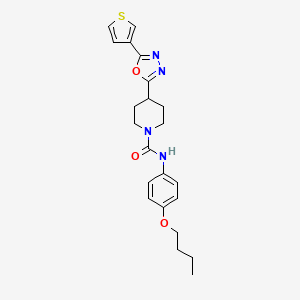 molecular formula C22H26N4O3S B2725310 N-(4-butoxyphenyl)-4-(5-(thiophen-3-yl)-1,3,4-oxadiazol-2-yl)piperidine-1-carboxamide CAS No. 1448064-17-2