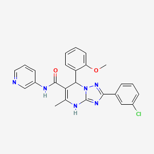molecular formula C25H21ClN6O2 B2725313 2-(3-chlorophenyl)-7-(2-methoxyphenyl)-5-methyl-N-(pyridin-3-yl)-4,7-dihydro-[1,2,4]triazolo[1,5-a]pyrimidine-6-carboxamide CAS No. 539801-65-5