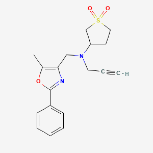 molecular formula C18H20N2O3S B2725316 3-{[(5-Methyl-2-phenyl-1,3-oxazol-4-yl)methyl](prop-2-yn-1-yl)amino}-1lambda6-thiolane-1,1-dione CAS No. 1281078-16-7