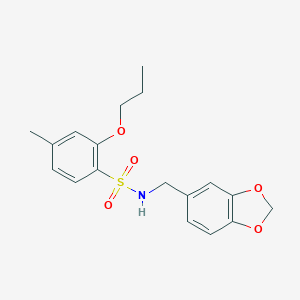 molecular formula C18H21NO5S B272532 N-(1,3-benzodioxol-5-ylmethyl)-4-methyl-2-propoxybenzenesulfonamide 
