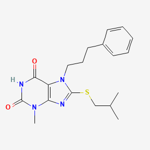 molecular formula C19H24N4O2S B2725321 8-(isobutylthio)-3-methyl-7-(3-phenylpropyl)-1H-purine-2,6(3H,7H)-dione CAS No. 371780-42-6