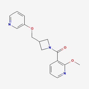 molecular formula C16H17N3O3 B2725337 (2-Methoxypyridin-3-yl)-[3-(pyridin-3-yloxymethyl)azetidin-1-yl]methanone CAS No. 2379995-48-7