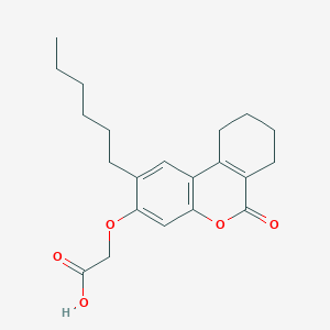 molecular formula C21H26O5 B2725341 [(2-hexyl-6-oxo-7,8,9,10-tetrahydro-6H-benzo[c]chromen-3-yl)oxy]acetic acid CAS No. 380210-28-6