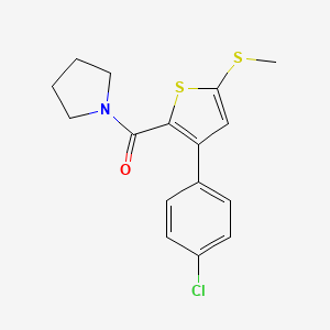 molecular formula C16H16ClNOS2 B2725343 [3-(4-氯苯基)-5-(甲硫基)-2-噻吩基](1-吡咯烷基)甲酮 CAS No. 477857-95-7