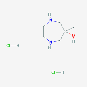molecular formula C6H16Cl2N2O B2725353 6-甲基-1,4-二氮杂环己烷-6-醇;二盐酸盐 CAS No. 2305256-00-0