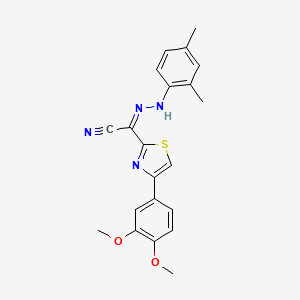 molecular formula C21H20N4O2S B2725354 (Z)-4-(3,4-二甲氧基苯基)-N'-(2,4-二甲基苯基)噻唑-2-甲酰肼腈 CAS No. 477285-59-9