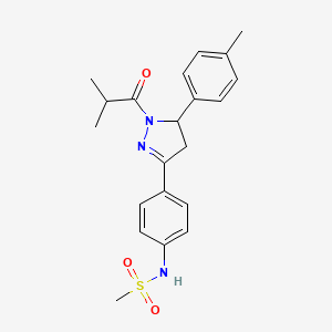 molecular formula C21H25N3O3S B2725362 N-(4-(1-isobutyryl-5-(p-tolyl)-4,5-dihydro-1H-pyrazol-3-yl)phenyl)methanesulfonamide CAS No. 851717-50-5