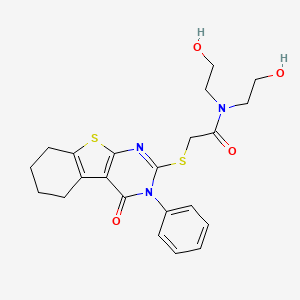 N,N-bis(2-hydroxyethyl)-2-[(4-oxo-3-phenyl-5,6,7,8-tetrahydro-[1]benzothiolo[2,3-d]pyrimidin-2-yl)sulfanyl]acetamide