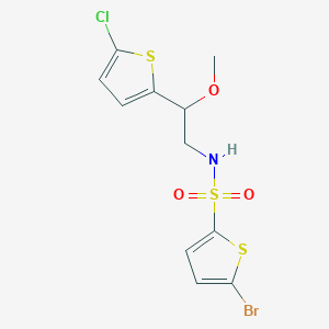 molecular formula C11H11BrClNO3S3 B2725373 5-bromo-N-(2-(5-chlorothiophen-2-yl)-2-methoxyethyl)thiophene-2-sulfonamide CAS No. 2034530-20-4
