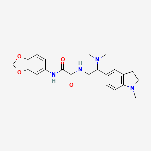 molecular formula C22H26N4O4 B2725380 N1-(benzo[d][1,3]dioxol-5-yl)-N2-(2-(dimethylamino)-2-(1-methylindolin-5-yl)ethyl)oxalamide CAS No. 922035-49-2