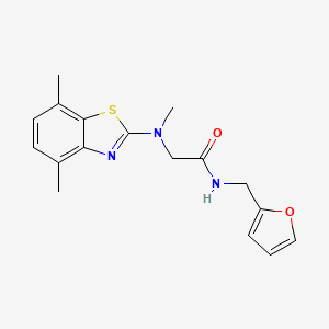 molecular formula C17H19N3O2S B2725385 2-((4,7-dimethylbenzo[d]thiazol-2-yl)(methyl)amino)-N-(furan-2-ylmethyl)acetamide CAS No. 1351589-36-0