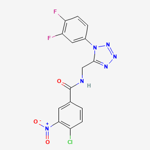 molecular formula C15H9ClF2N6O3 B2725393 4-chloro-N-((1-(3,4-difluorophenyl)-1H-tetrazol-5-yl)methyl)-3-nitrobenzamide CAS No. 921502-64-9