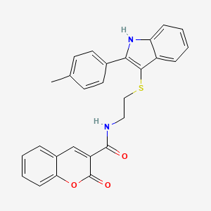 N-[2-[[2-(4-methylphenyl)-1H-indol-3-yl]thio]ethyl]-2-oxo-1-benzopyran-3-carboxamide