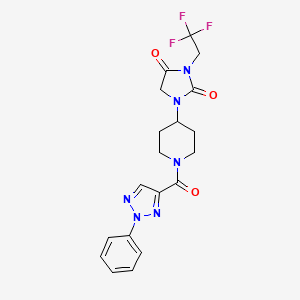 molecular formula C19H19F3N6O3 B2725403 1-[1-(2-苯基-2H-1,2,3-三唑-4-羰基)哌啶-4-基]-3-(2,2,2-三氟乙基)咪唑烷-2,4-二酮 CAS No. 2097911-47-0