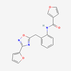 molecular formula C18H13N3O4 B2725406 N-(2-((3-(呋喃-2-基)-1,2,4-噁二唑-5-基)甲基)苯基)呋喃-3-甲酰胺 CAS No. 1797963-03-1