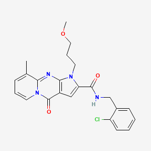 molecular formula C23H23ClN4O3 B2725408 N-(2-chlorobenzyl)-1-(3-methoxypropyl)-9-methyl-4-oxo-1,4-dihydropyrido[1,2-a]pyrrolo[2,3-d]pyrimidine-2-carboxamide CAS No. 900870-52-2