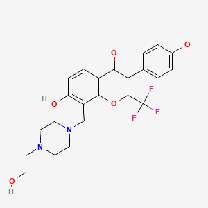 molecular formula C24H25F3N2O5 B2725415 7-羟基-8-((4-(2-羟乙基)哌嗪-1-基)甲基)-3-(4-甲氧基苯基)-2-(三氟甲基)-4H-香豆素-4-酮 CAS No. 637753-51-6