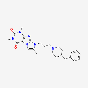 molecular formula C25H32N6O2 B2725416 8-(3-(4-benzylpiperidin-1-yl)propyl)-1,3,7-trimethyl-1H-imidazo[2,1-f]purine-2,4(3H,8H)-dione CAS No. 923251-42-7