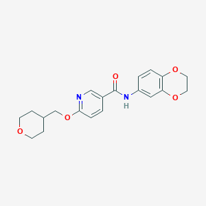 molecular formula C20H22N2O5 B2725417 N-(2,3-dihydrobenzo[b][1,4]dioxin-6-yl)-6-((tetrahydro-2H-pyran-4-yl)methoxy)nicotinamide CAS No. 2034241-57-9