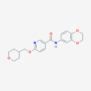 molecular formula C20H22N2O5 B2725417 N-(2,3-二氢苯并[b][1,4]二噁烷-6-基)-6-((四氢-2H-吡喃-4-基)甲氧基)烟酰胺 CAS No. 2034241-57-9